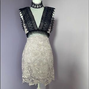Top Shop Contrast & Illusion Lace Mini Dress (2)